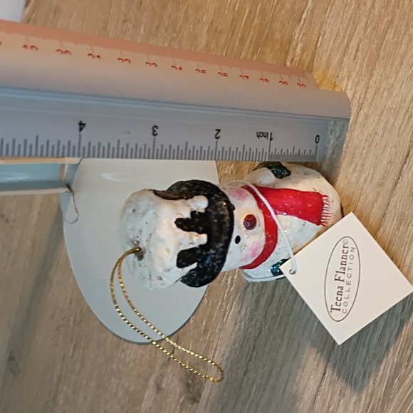 Teena Flanner Folk Art Primitive Snowman Ornament New With Tag - Picture 6 of 6